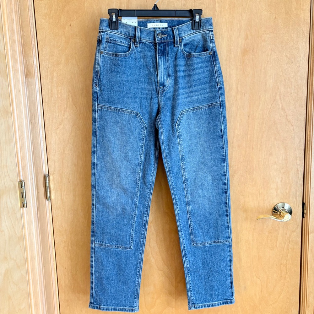 Eunina Olsen‎ Straight Leg Jeans Womens 5/27 Blue Super High Rise Double Knee